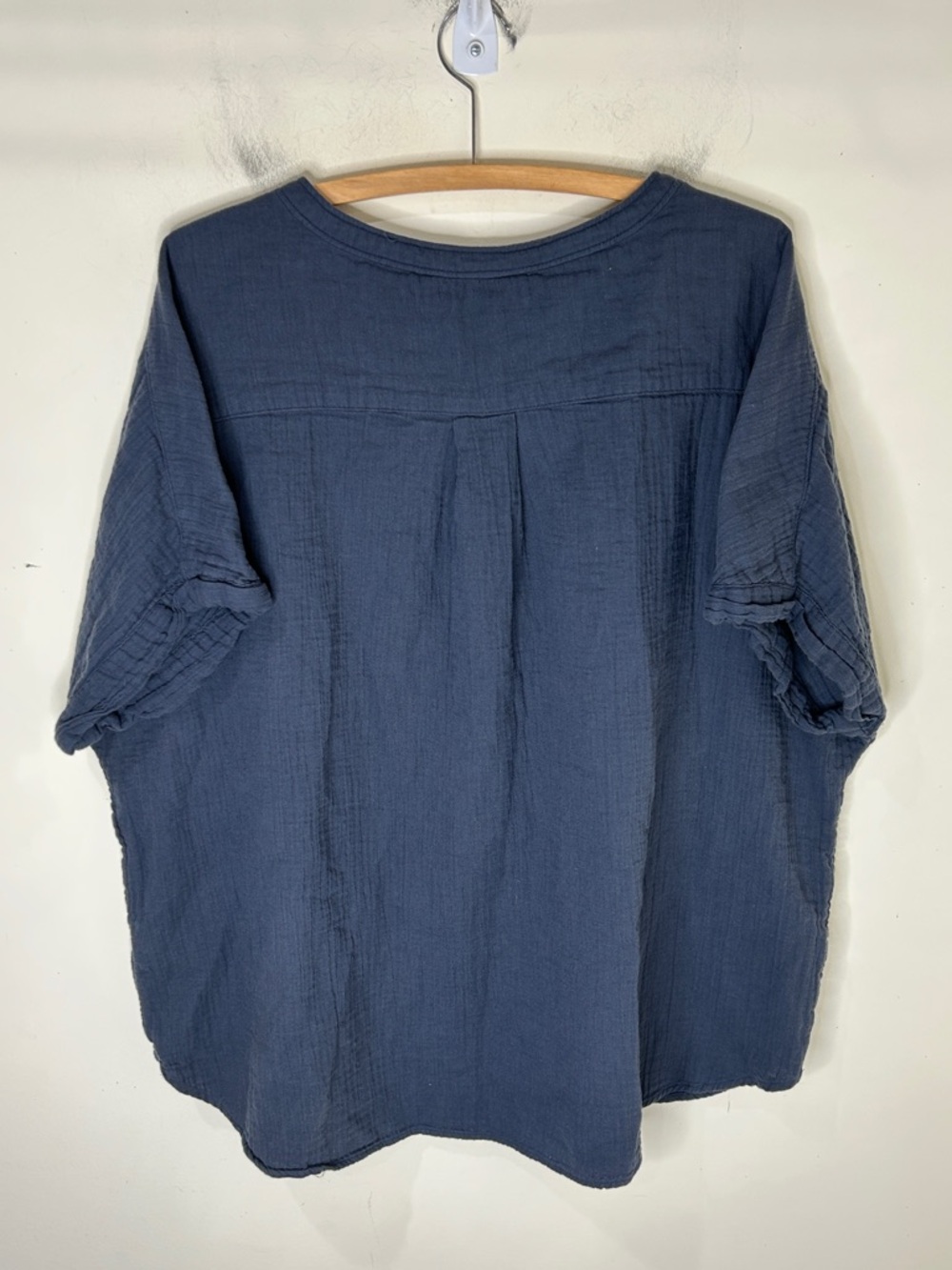 QUINCE 100% Organic Cotton Gauze Roll Sleeve Shirt Indigo Blue Size 3X - Picture 7 of 16
